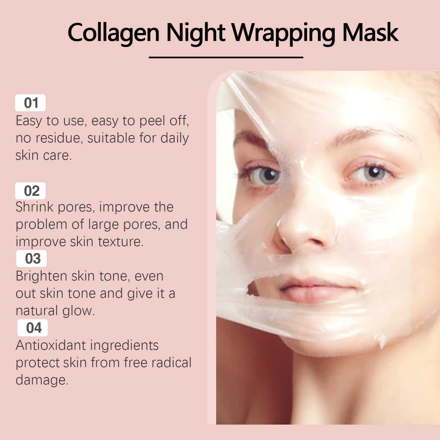 Collagen Peel gently cleanses face, moisturizes and moisturizes skin Peel